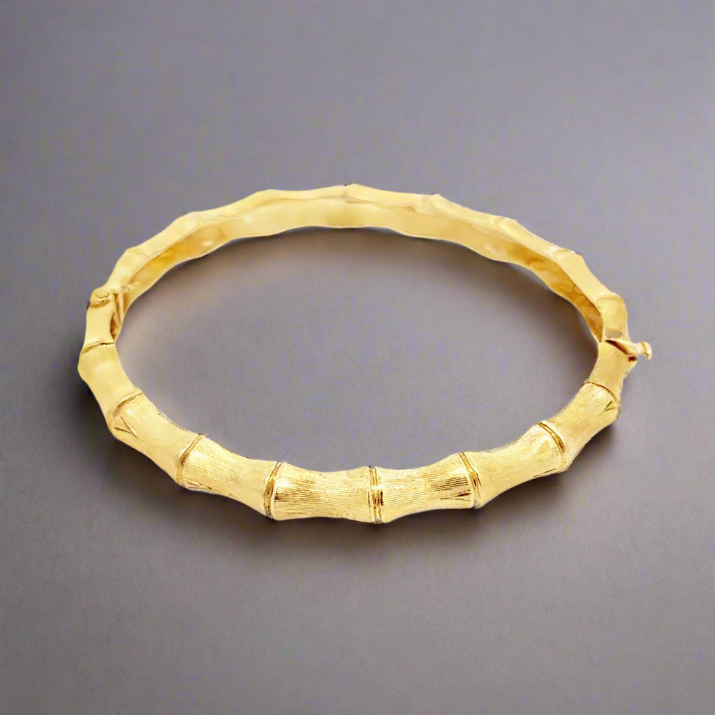 Vintage 14K Yellow Gold Bamboo Style Bangle