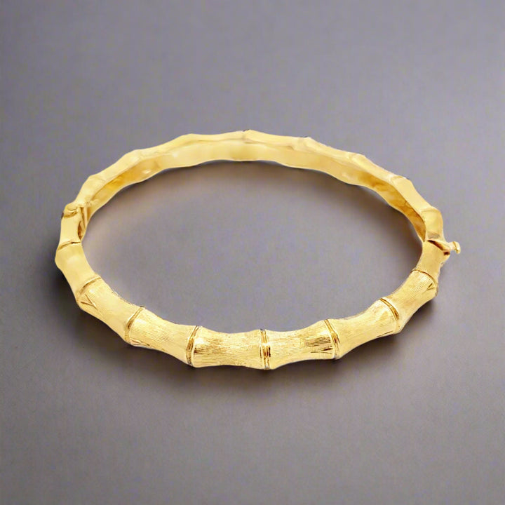 Vintage 14K Yellow Gold Bamboo Style Bangle