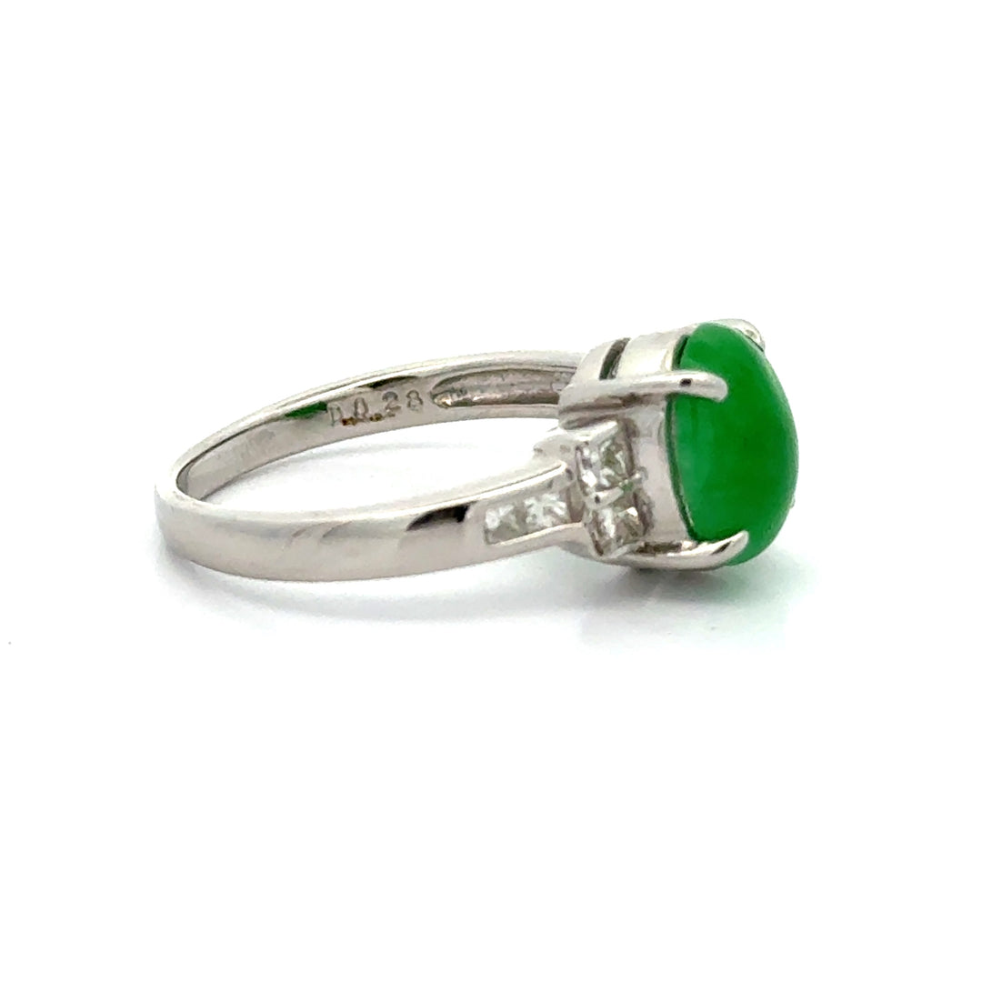 Fine Jade and Diamond Platinum Ring