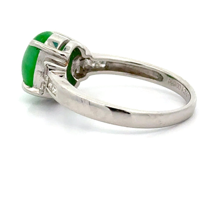 Fine Jade and Diamond Platinum Ring