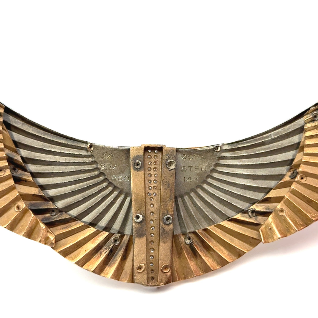 Erté "The Nile" Diamond, Blue Sapphire, 14K Gold and Sterling Silver Necklace