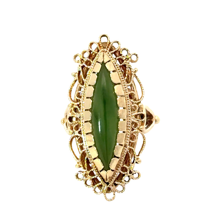 Vintage 14K Yellow Gold Nephrite Ring