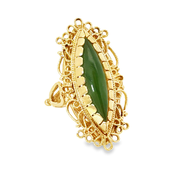 Vintage 14K Yellow Gold Nephrite Ring