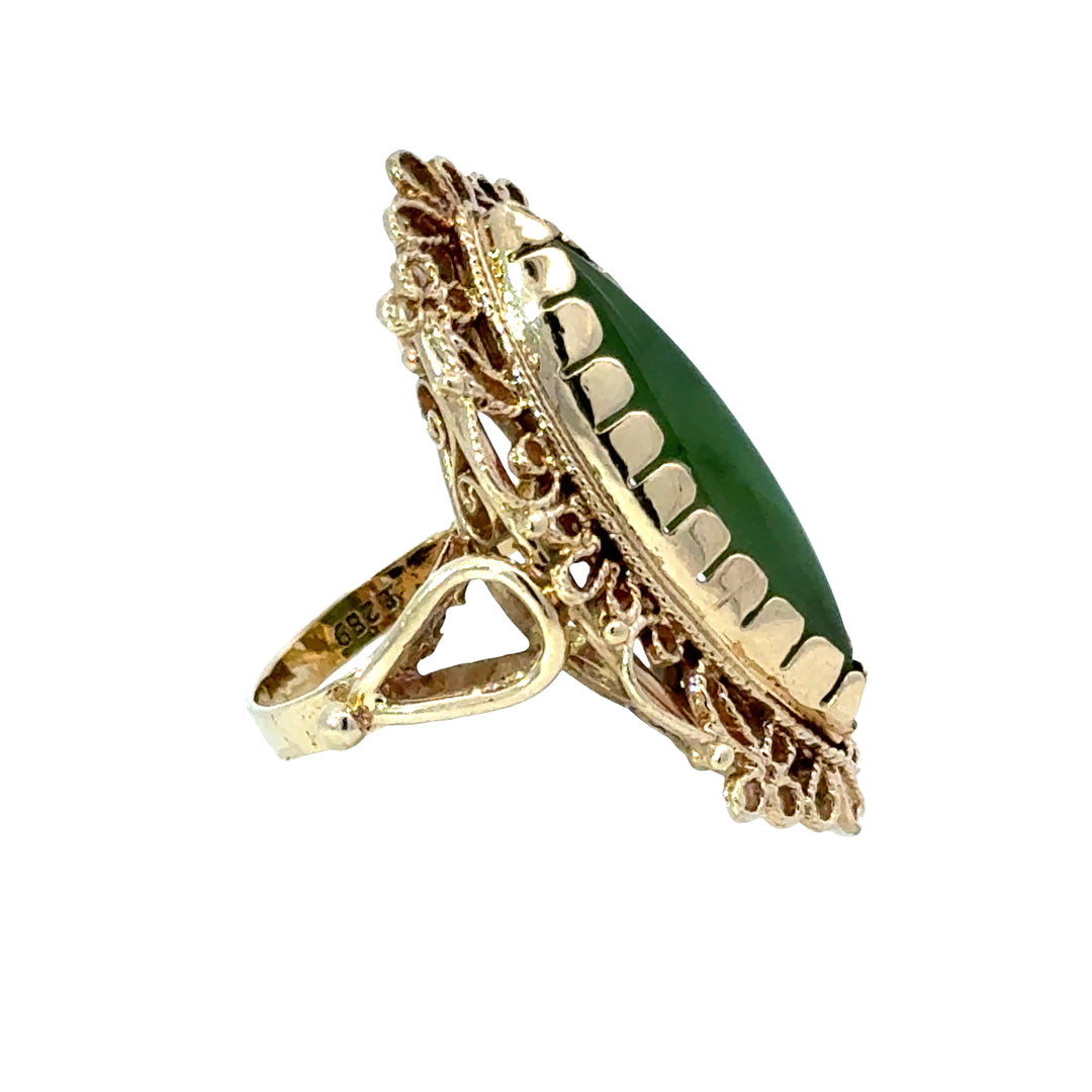 Vintage 14K Yellow Gold Nephrite Ring
