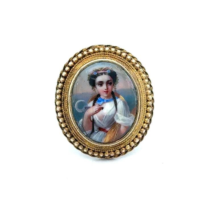 Antique Bella Donna Gold Portrait Ring