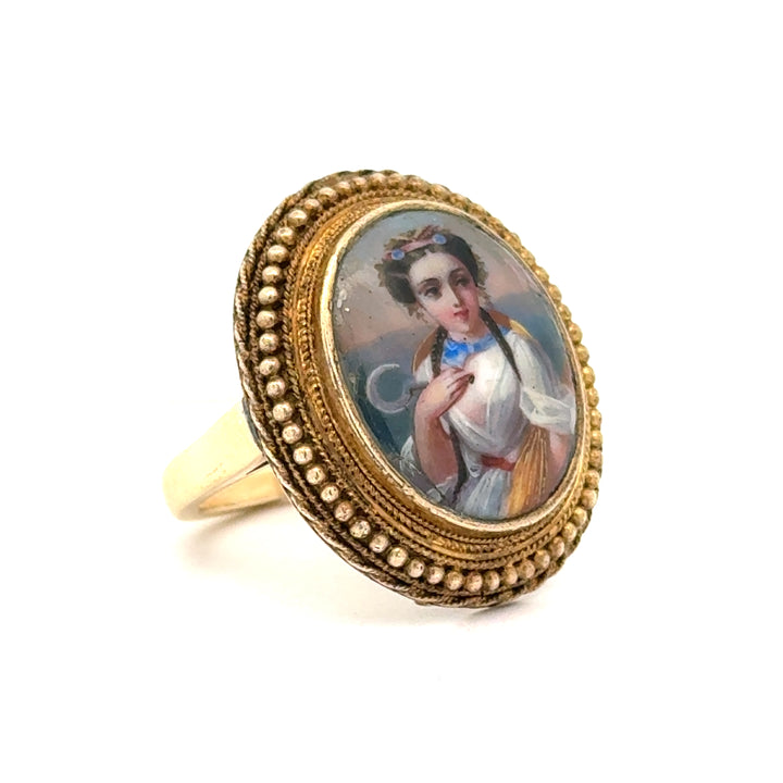 Antique Bella Donna Gold Portrait Ring