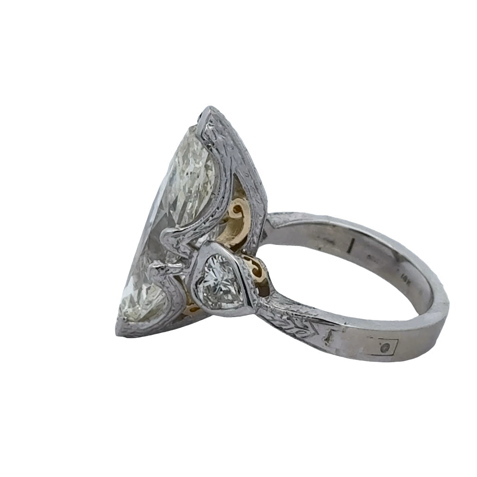 8.42ct Marquise Diamond 18K White and Yellow Gold Ring