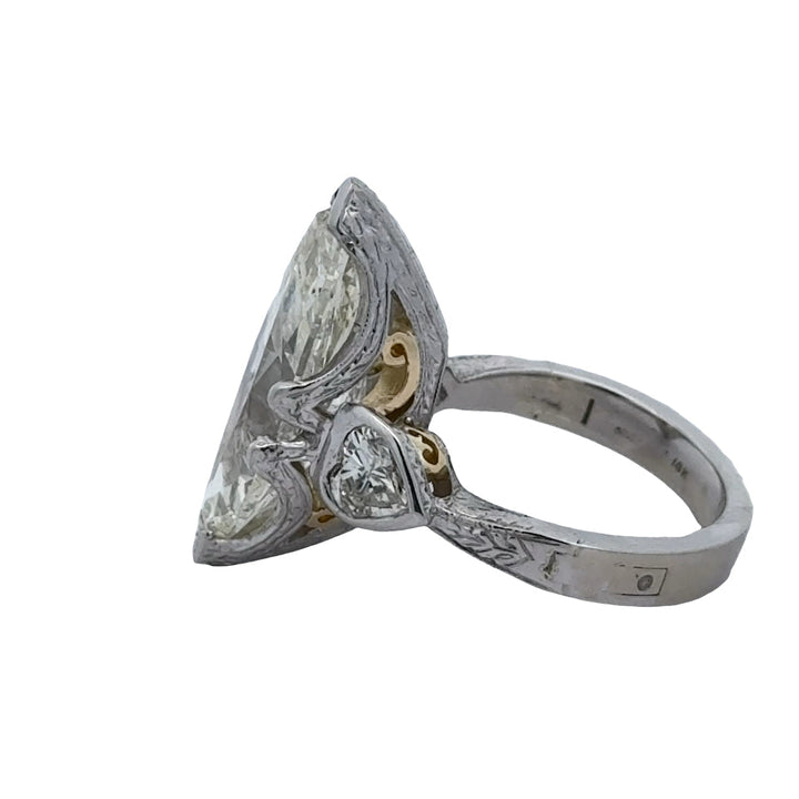 8.42ct Marquise Diamond 18K White and Yellow Gold Ring