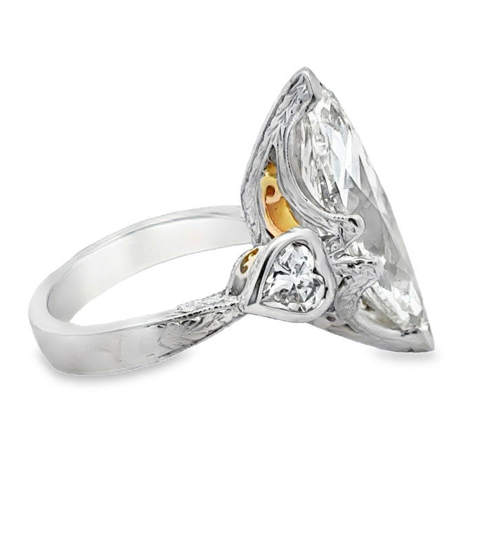 8.42ct Marquise Diamond 18K White and Yellow Gold Ring