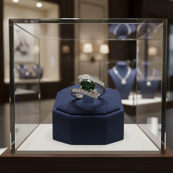 Natural Color Change Alexandrite and Diamond Platinum Ring (GIA)