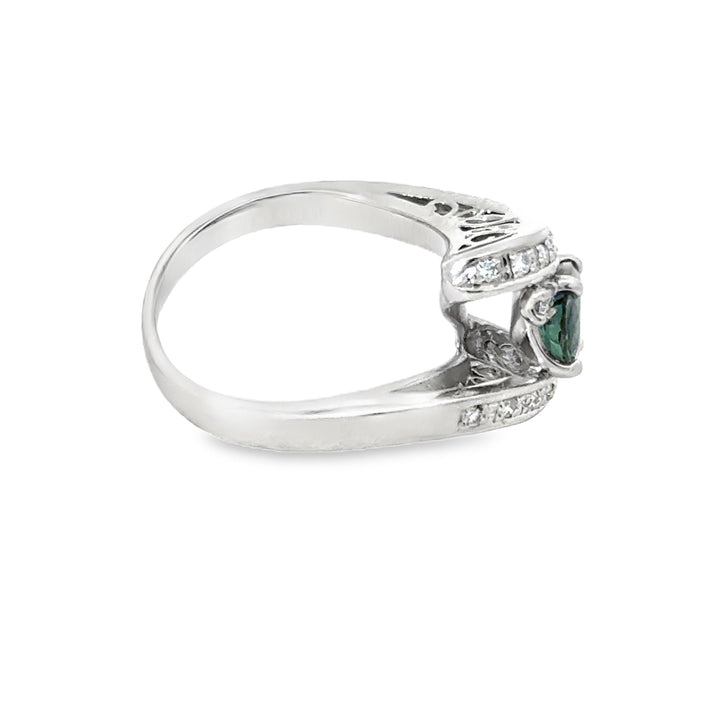 Natural Color Change Alexandrite and Diamond Platinum Ring (GIA)