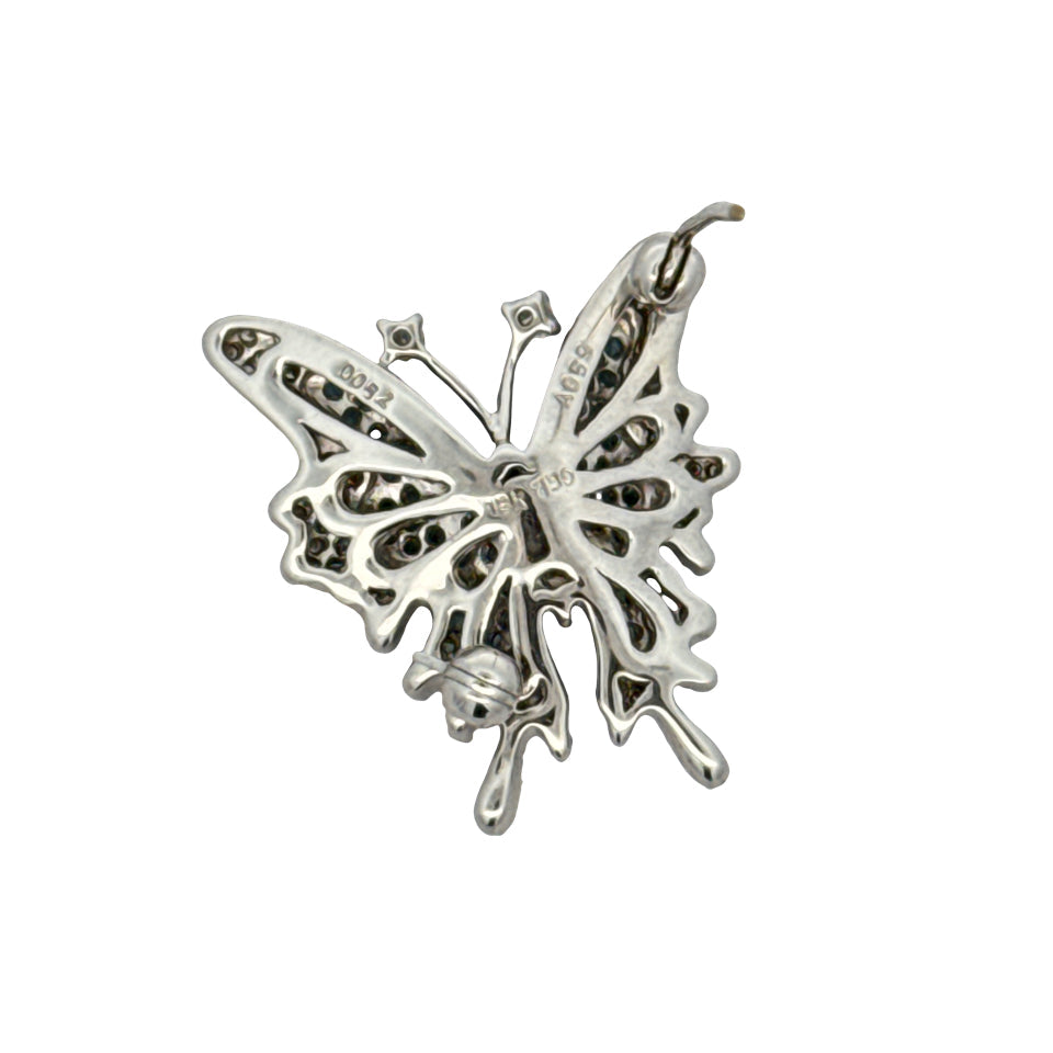 Color Change Alexandrite and Diamond 18K White Gold Butterfly Pendant/Brooch