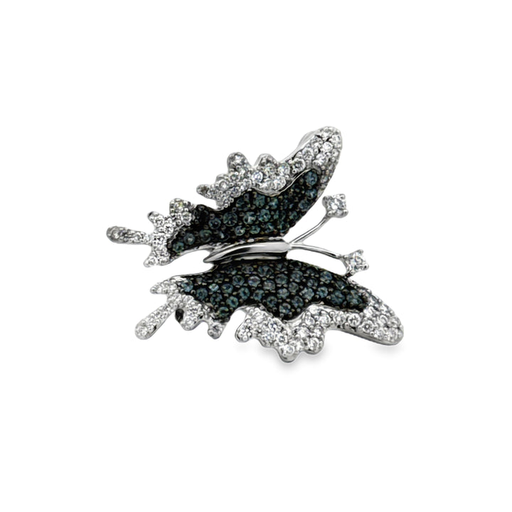 Color Change Alexandrite and Diamond 18K White Gold Butterfly Pendant/Brooch