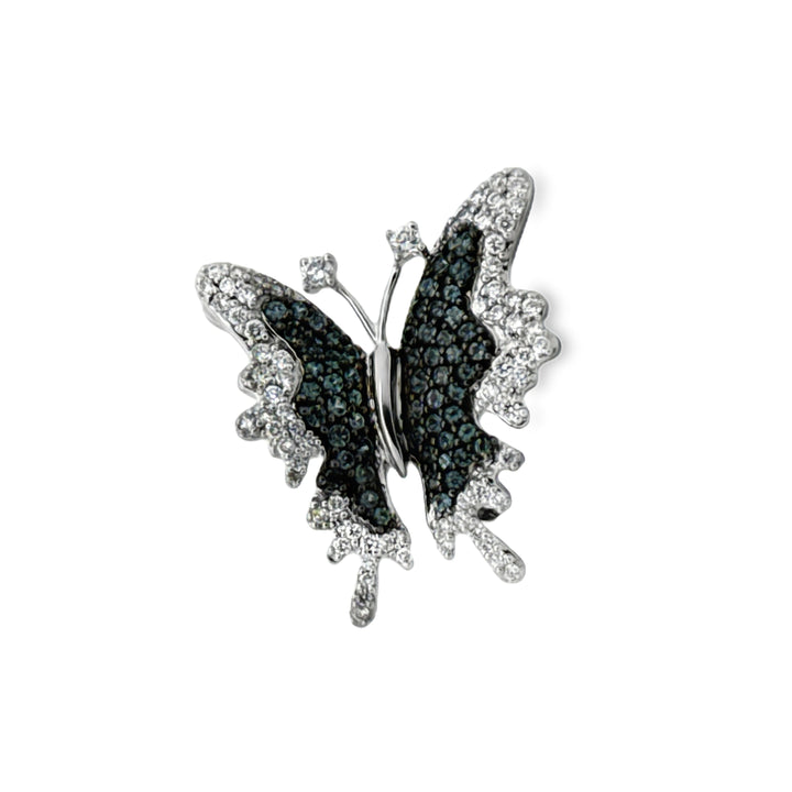 Color Change Alexandrite and Diamond 18K White Gold Butterfly Pendant/Brooch