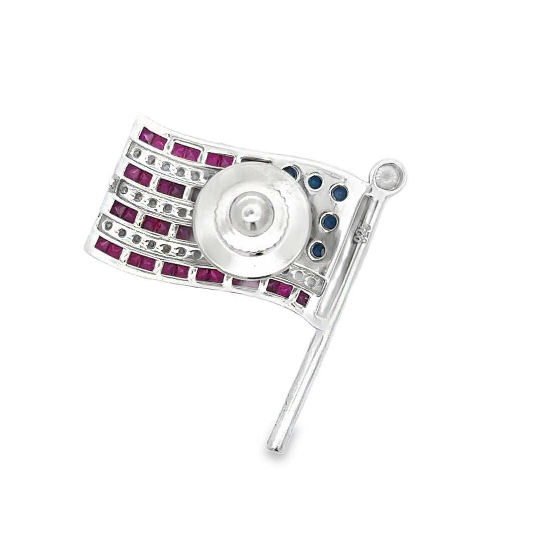 Handcrafted Sterling Silver American Flag Brooch