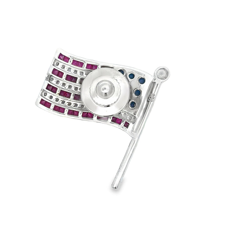 Handcrafted Sterling Silver American Flag Brooch