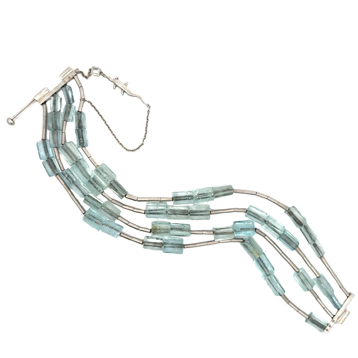 Designer H. Stern Aquamarine and Diamond 18Kt White Gold Bracelet (Lizard Collection)