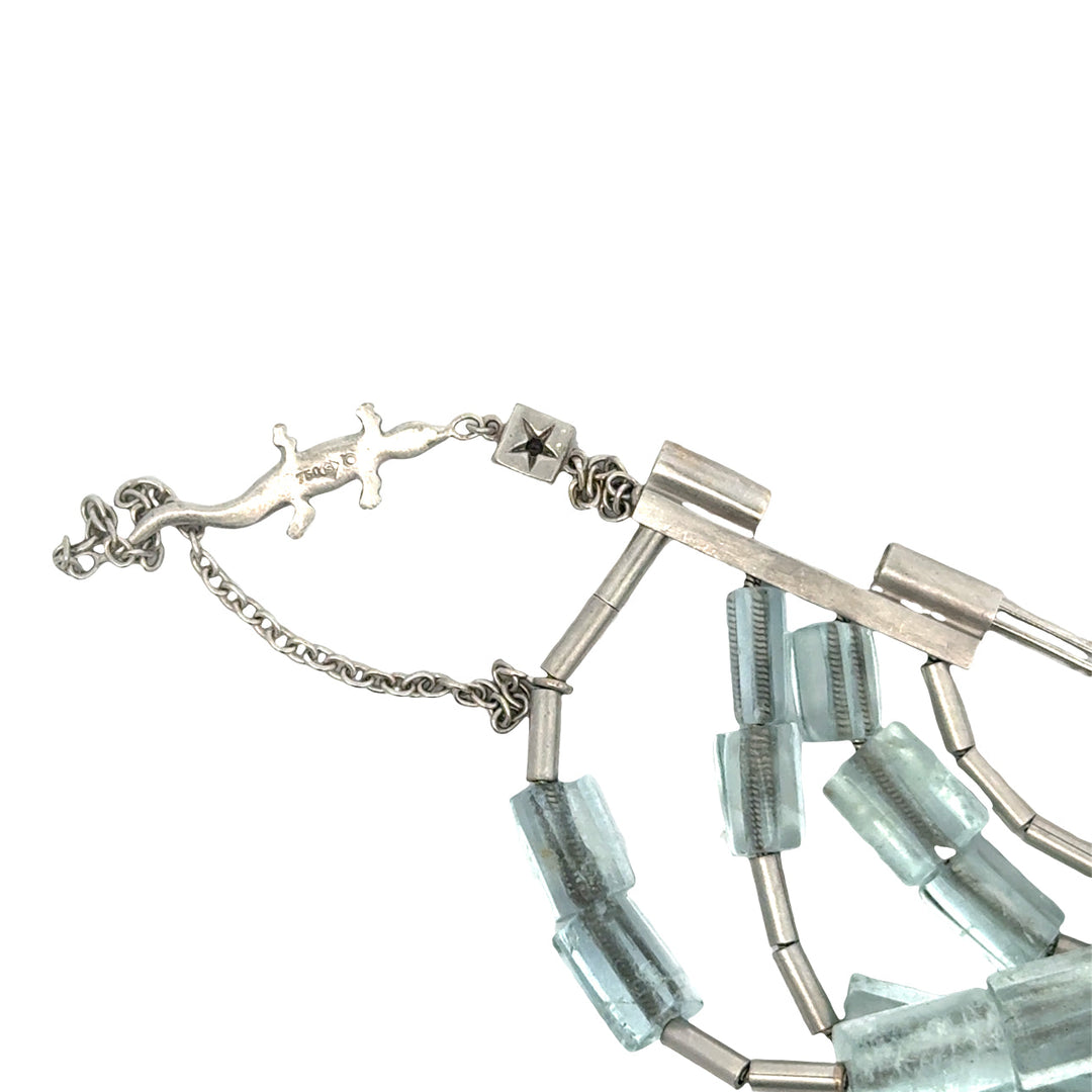 Designer H. Stern Aquamarine and Diamond 18Kt White Gold Bracelet (Lizard Collection)