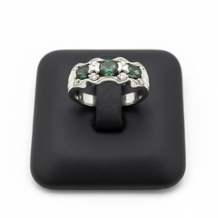 Color Change Alexandrite and Diamond Platinum Ring