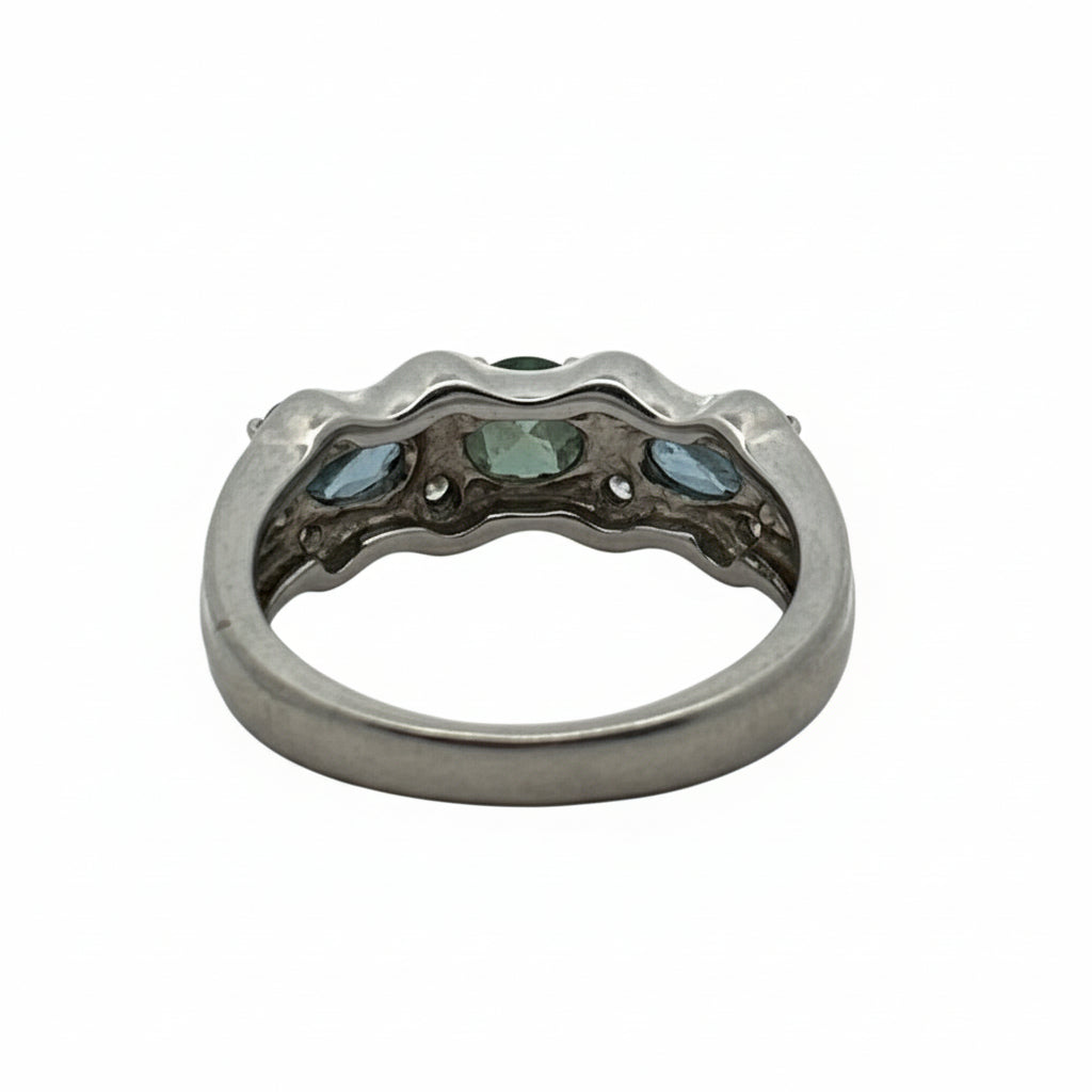 Color Change Alexandrite and Diamond Platinum Ring