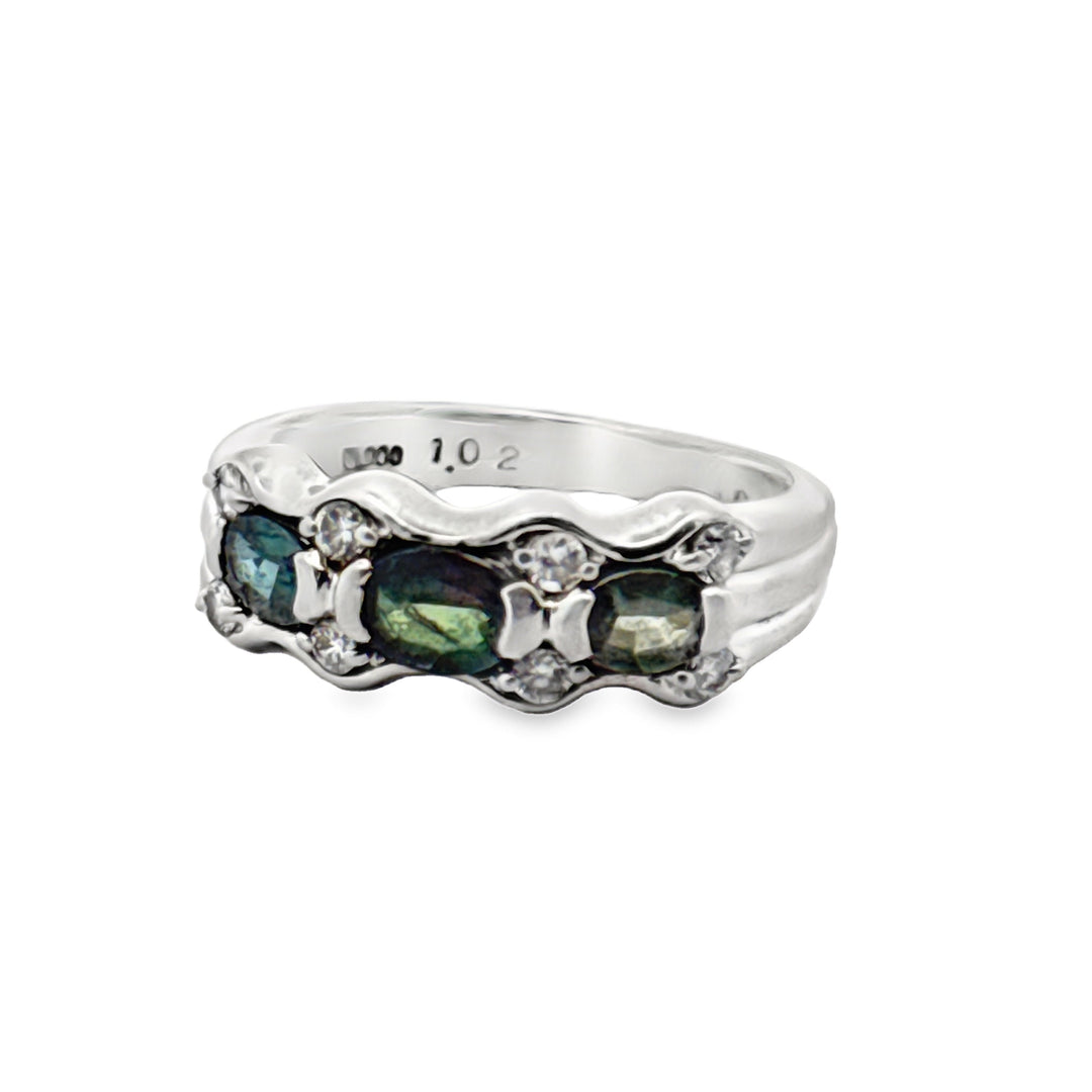 Color Change Alexandrite and Diamond Platinum Ring