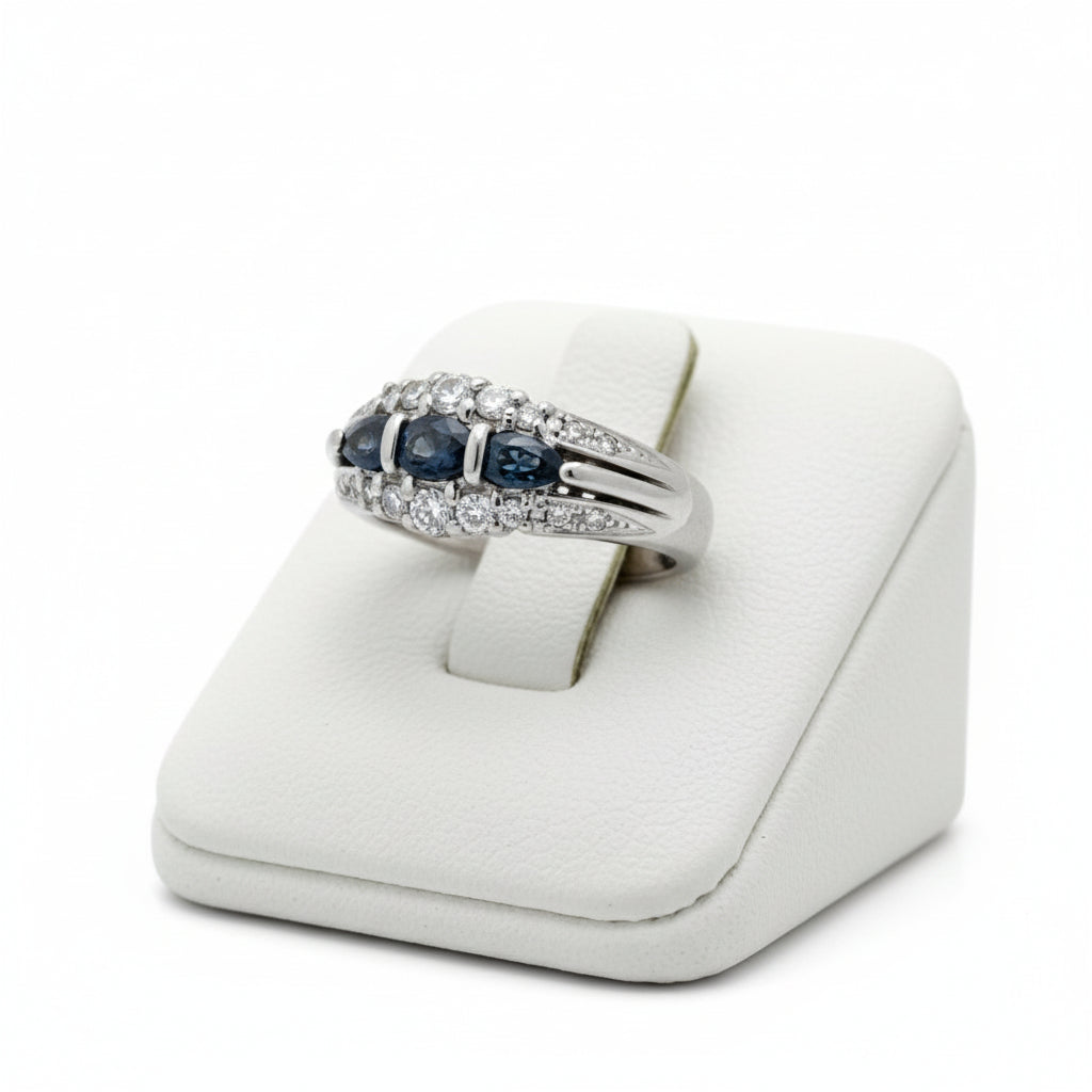 Color Change Natural Alexandrite and Diamond Platinum Ring