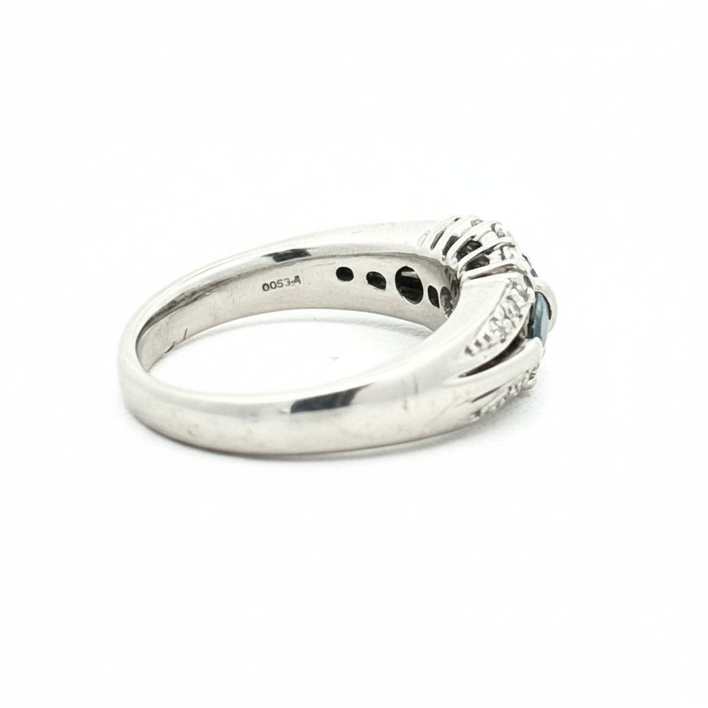 Color Change Natural Alexandrite and Diamond Platinum Ring