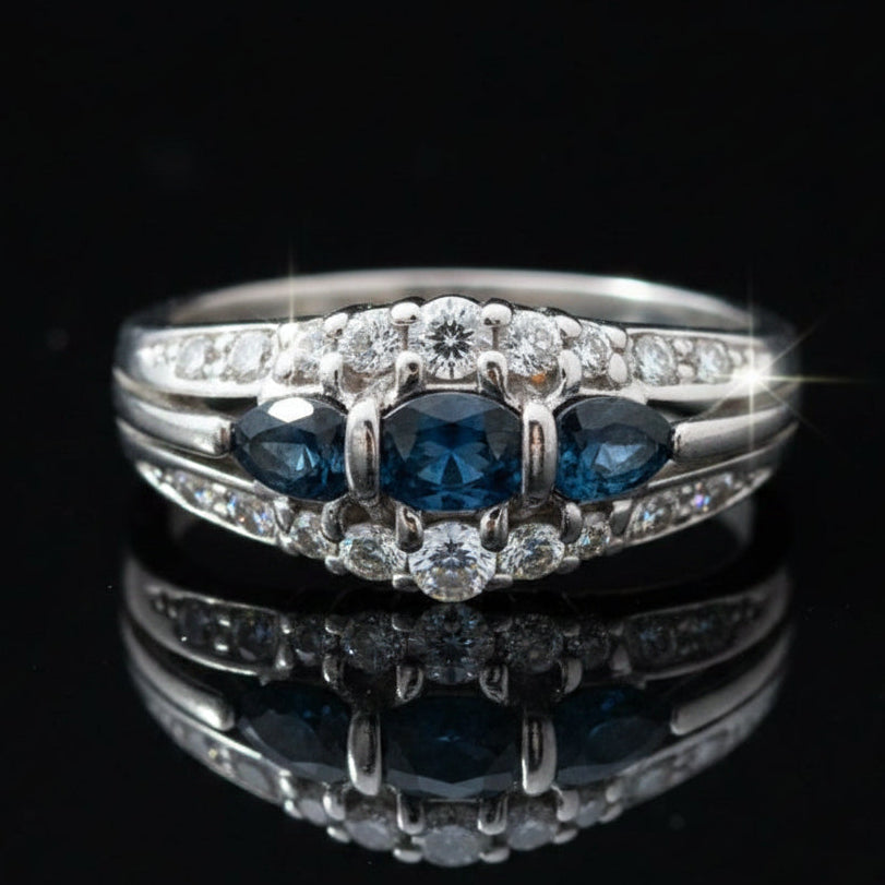Color Change Natural Alexandrite and Diamond Platinum Ring