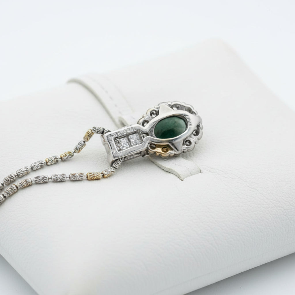 Natural Color Change Alexandrite (Brazil) and Diamond Platinum/18K White Gold Necklace (GIA)