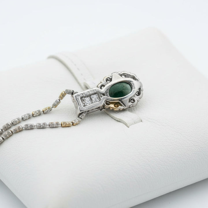 Natural Color Change Alexandrite (Brazil) and Diamond Platinum/18K White Gold Necklace (GIA)