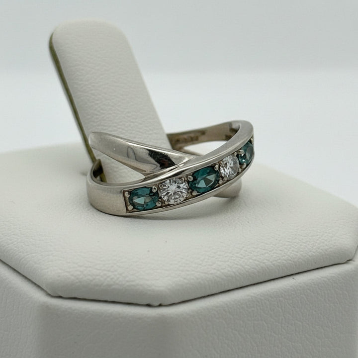 Color Change Natural Alexandrite and Diamond Platinum Ring