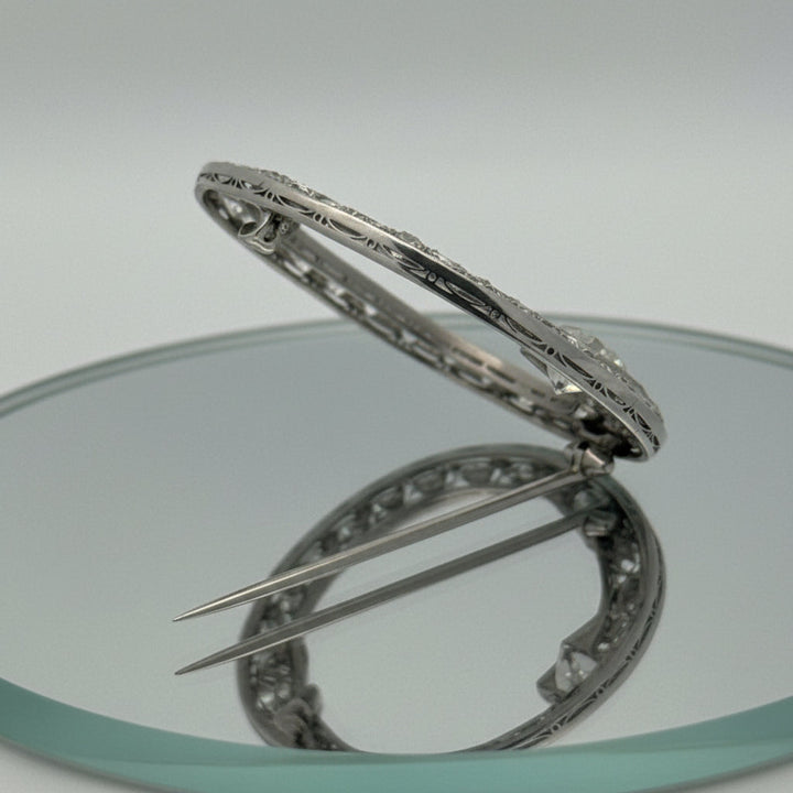 Art Deco Diamond Circle Platinum Brooch