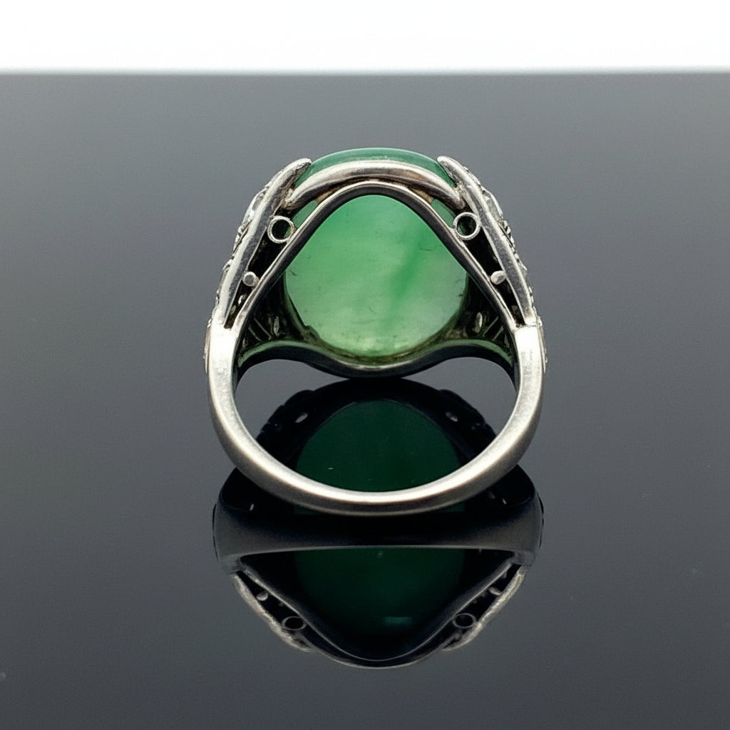 Art Deco Jade and Diamond Platinum Ring