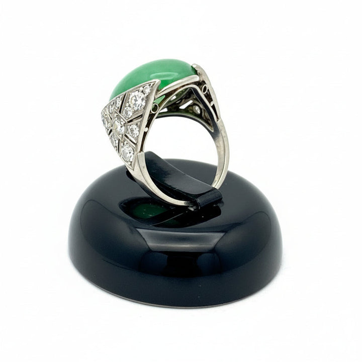 Art Deco Jade and Diamond Platinum Ring