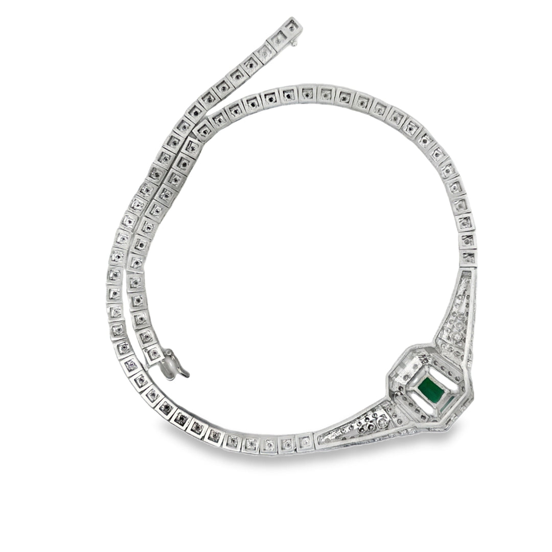 Columbian Emerald and Diamond 14K White Gold necklace