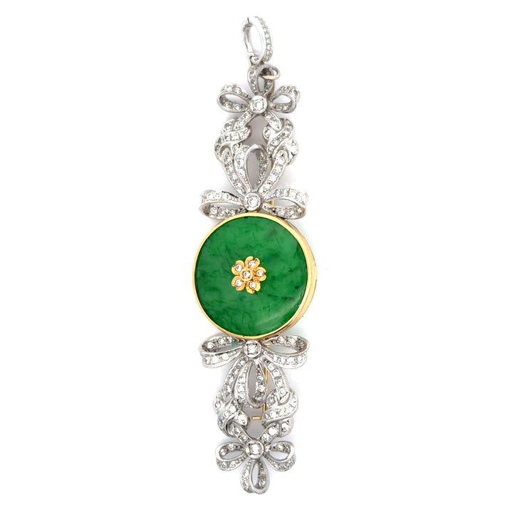 Jade, Diamond 18K Yellow Gold and Platinum Pendant & Brooch