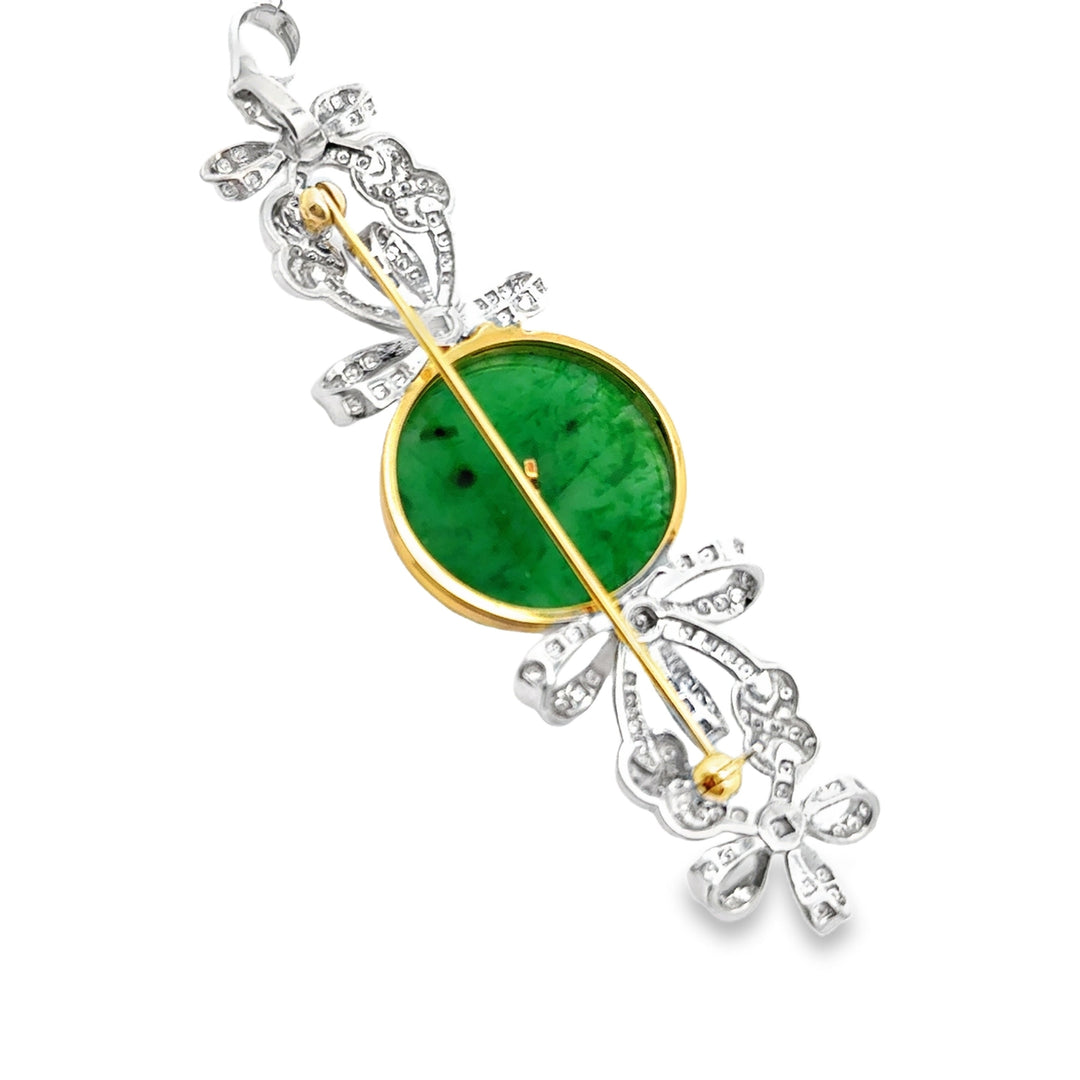 Jade, Diamond 18K Yellow Gold and Platinum Pendant & Brooch