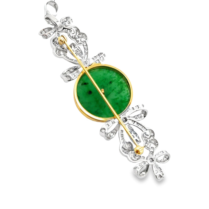 Jade, Diamond 18K Yellow Gold and Platinum Pendant & Brooch