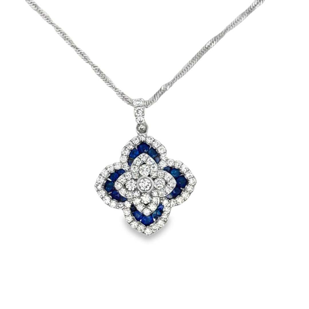 Sapphire and Diamond 14Kt White Gold Necklace