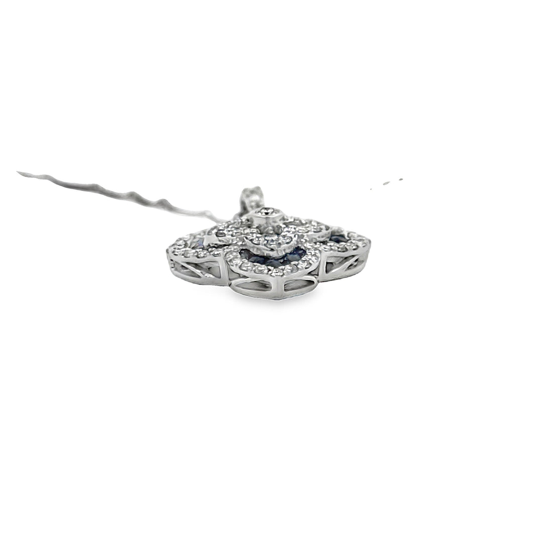 Sapphire and Diamond 14Kt White Gold Necklace