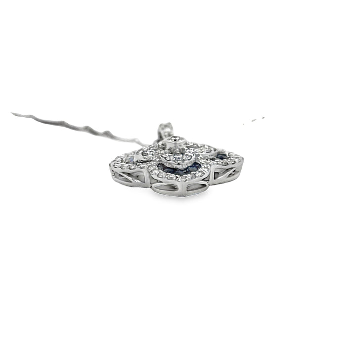Sapphire and Diamond 14Kt White Gold Necklace