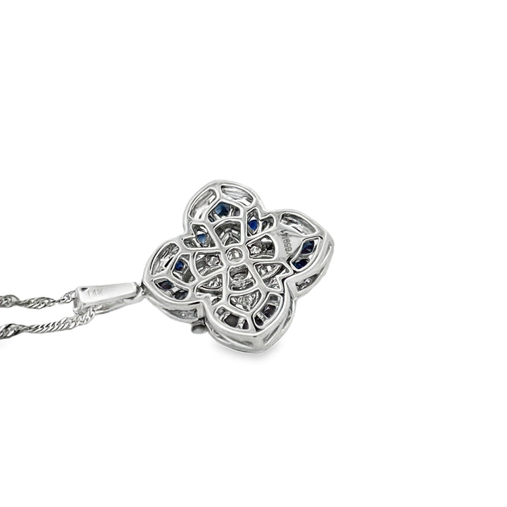 Sapphire and Diamond 14Kt White Gold Necklace