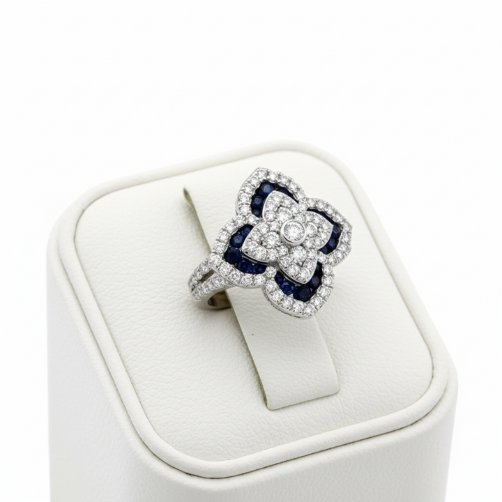 Sapphire and Diamond 14K White Gold Ring