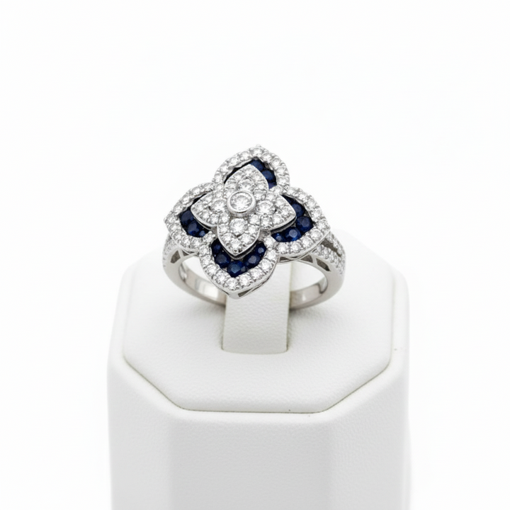 Sapphire and Diamond 14K White Gold Ring