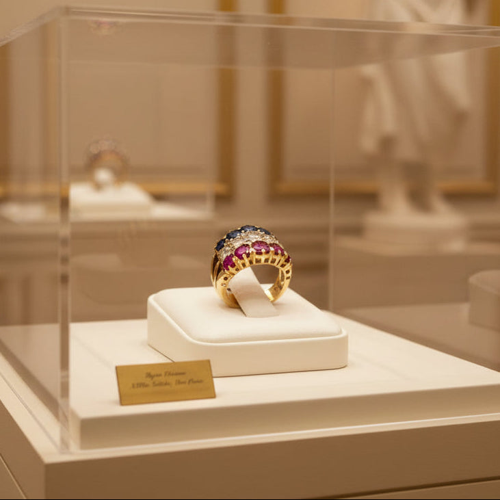 Circa 1890 French Estate No Heat Burma Ruby, No Heat Burma Sapphire and Diamond Ring