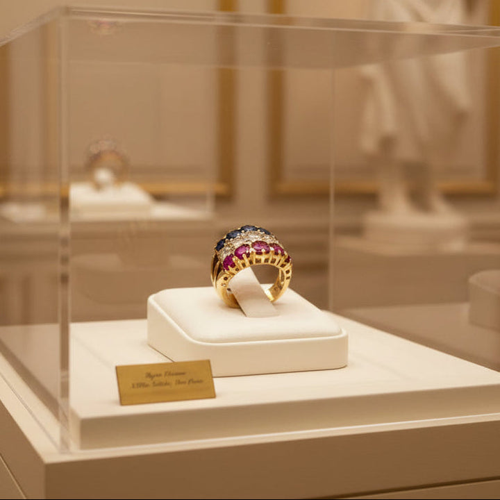 Circa 1890 French Estate No Heat Burma Ruby, No Heat Burma Sapphire and Diamond Ring