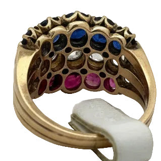 Circa 1890 French Estate No Heat Burma Ruby, No Heat Burma Sapphire and Diamond Ring