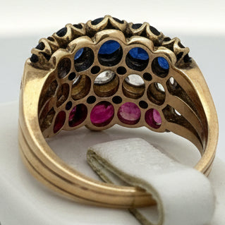Circa 1890 French Estate No Heat Burma Ruby, No Heat Burma Sapphire and Diamond Ring