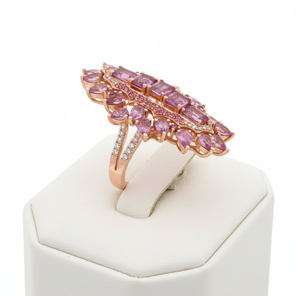 6.50cttw Pink Sapphire and Diamond 14K Rose Gold Ring