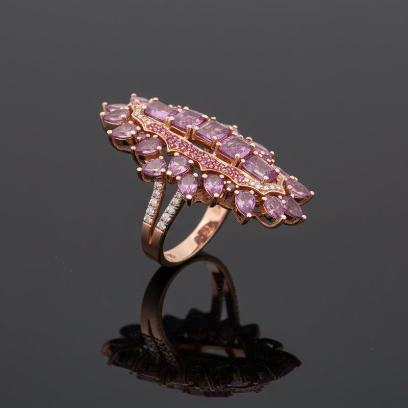 6.50cttw Pink Sapphire and Diamond 14K Rose Gold Ring